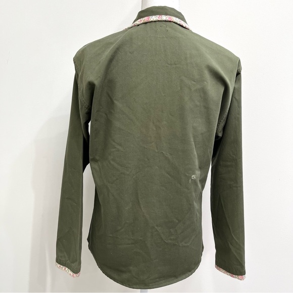 Vintage Repurposed Urban Renewal Military Surplus Jacket Ditsy Floral Trim Small - Picture 3 of 11